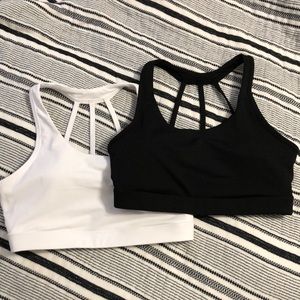 black and white reebok sports bra set